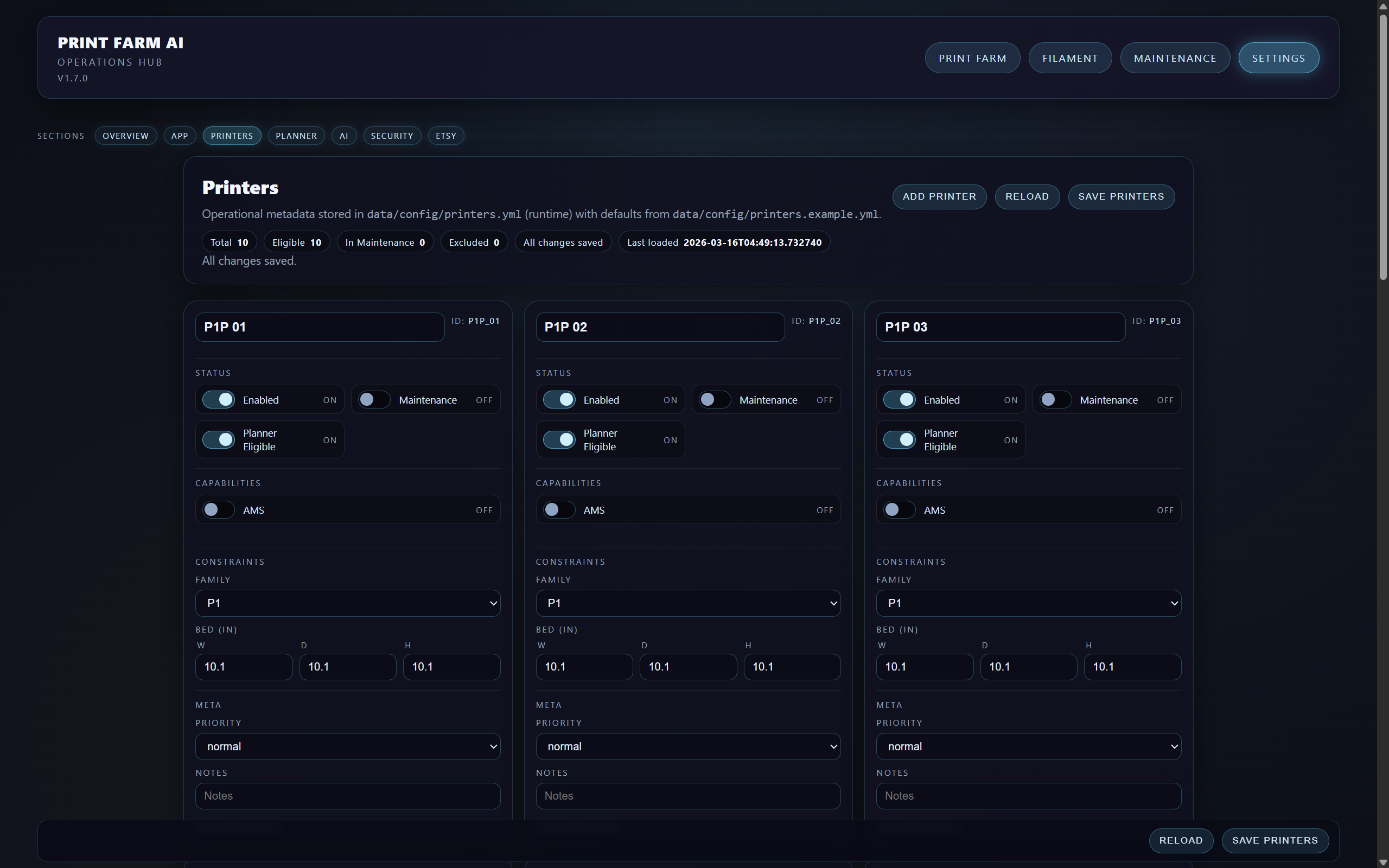 Printer Setup screenshot
